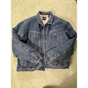 Vintage Wrangler Men's Denim Jeans Trucker Jacket Sherpa Lined Size L